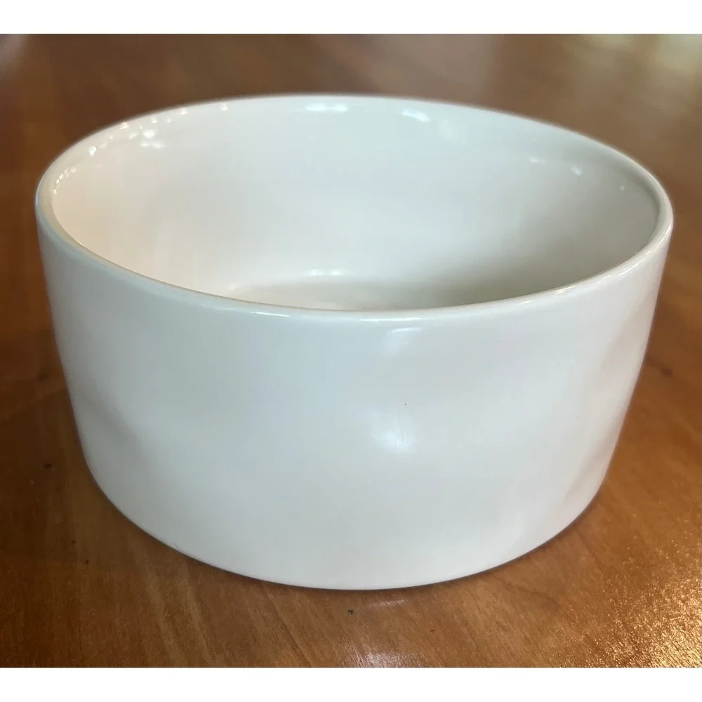 Rae Dunn BARK Ceramic Pet Dog Food Water Bowl White Artisan Collection Magenta